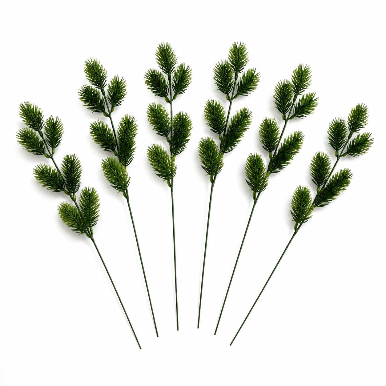 Pack of 6 x 45cm Artificial Pine Cone Spray Stem