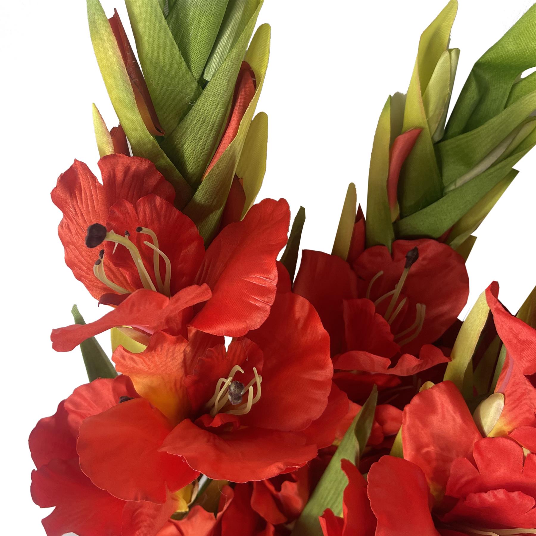 Pack of 6 x 115cm Artificial Orange Gladioli Stem