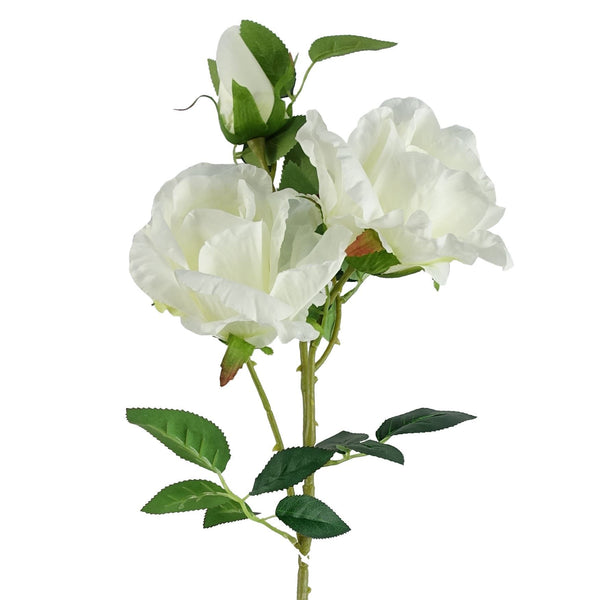 Pack of 6 x 80cm Artificial White Rose Stem - 18 flowers - Premium Quality