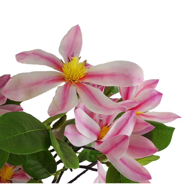 Leaf Design 100cm Pink Magnolia Floral Spray Artificial