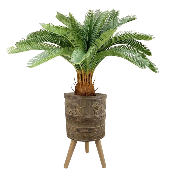 55cm x 29cm Jungle Planter with Legs Embossed Lion Elephant Large