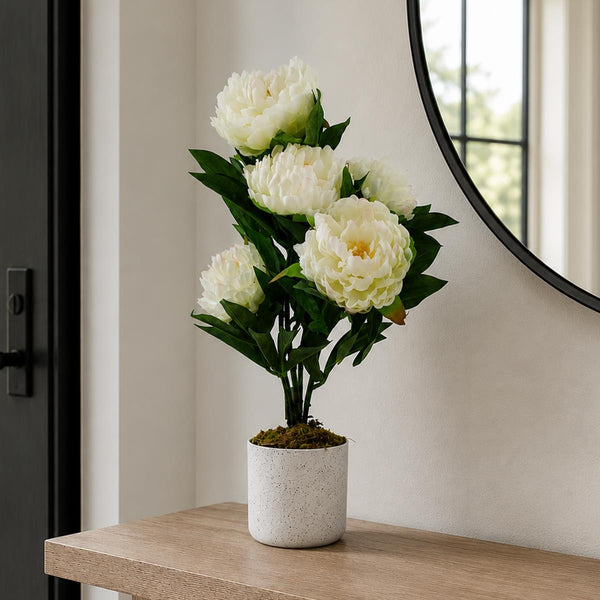 55cm Artificial White Peony Plant