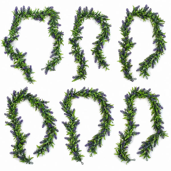 Pack of 6 x 140cm Artificial Lavender Greenery Garland Hanging Decoration