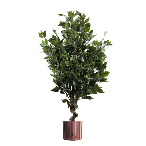 110cm Artificial Twist Ficus Tree Copper Planter