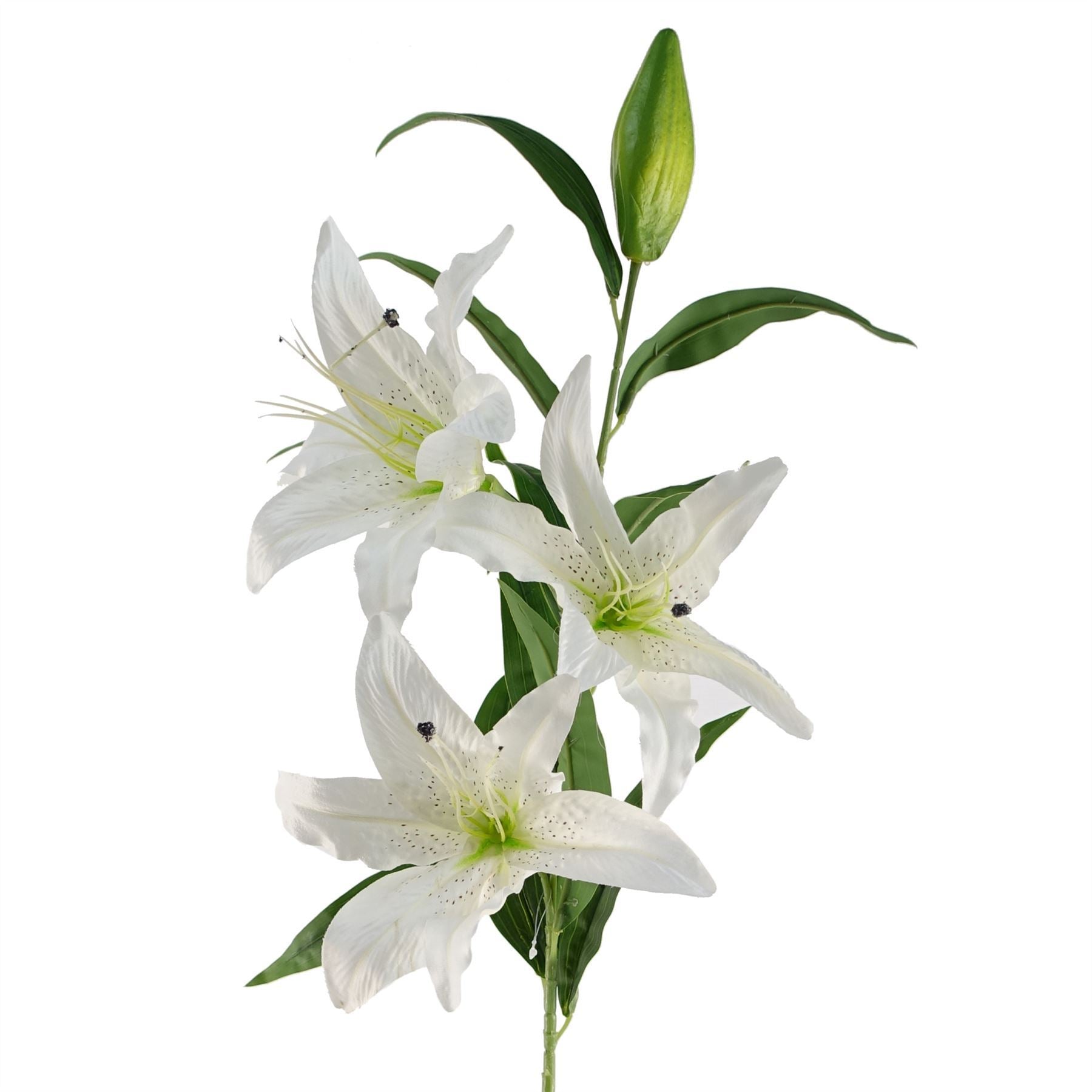 Pack of 6 x 100cm Large White Lily Stem - 18 Flowers - Premium Quality