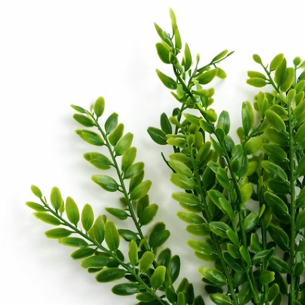 Pack of 6 x 32cm Artificial Boxwood Style Foliage Spray Stem – Faux Green Leaf Bush