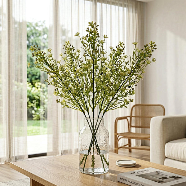 48cm Artificial Wild Berry Blossom Spray Stem – Faux Green Floral Filler