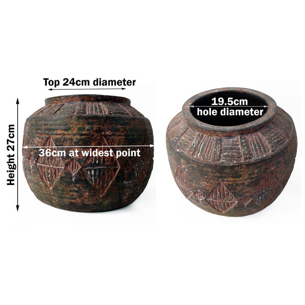 27cm x 36cm Aztec Diamond Large Planter - Brown|Brown