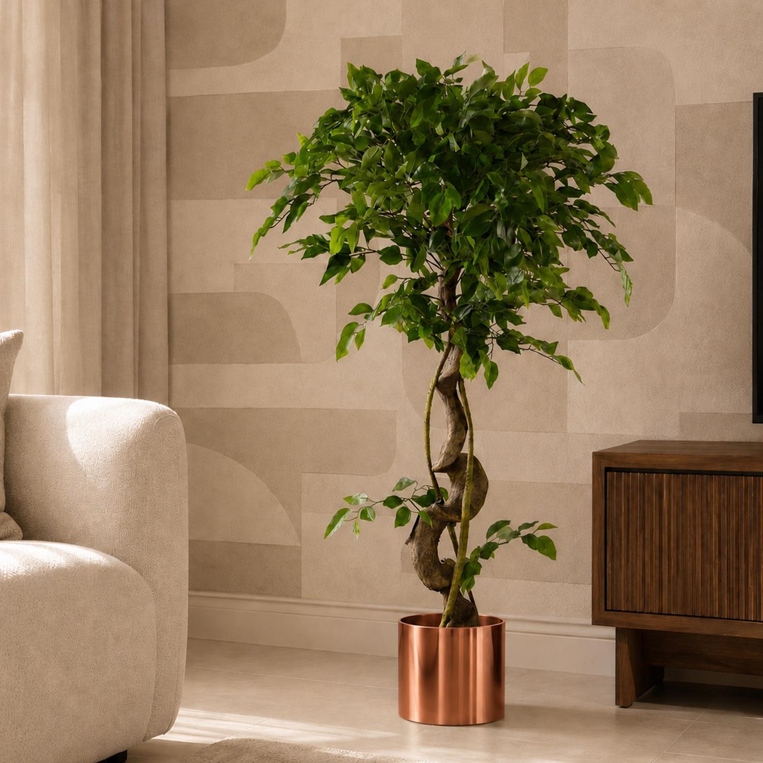 Large Artificial Japanese Fruticosa Ficus Tree Copper 120cm 4ft Realistic Botanik