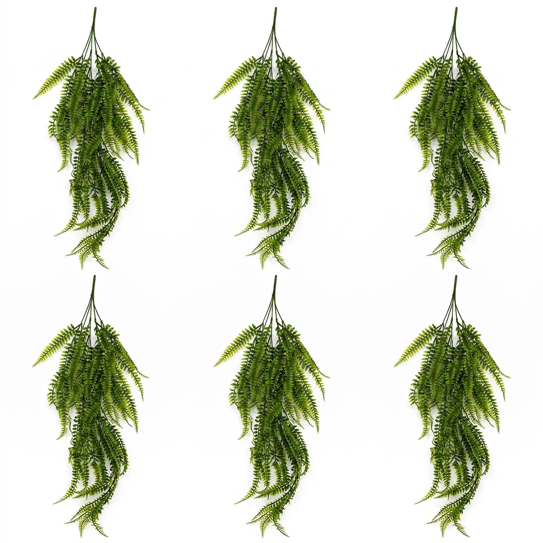 Pack of 6 x 75cm Artificial Trailing Fern Plant Hanging Faux Greenery