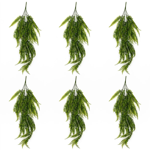Pack of 6 x 75cm Artificial Trailing Fern Plant Hanging Faux Greenery