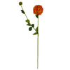 Pack of 6 x 75cm Artificial Dahlia PomPom Flower Stem Orange - Premium Quality