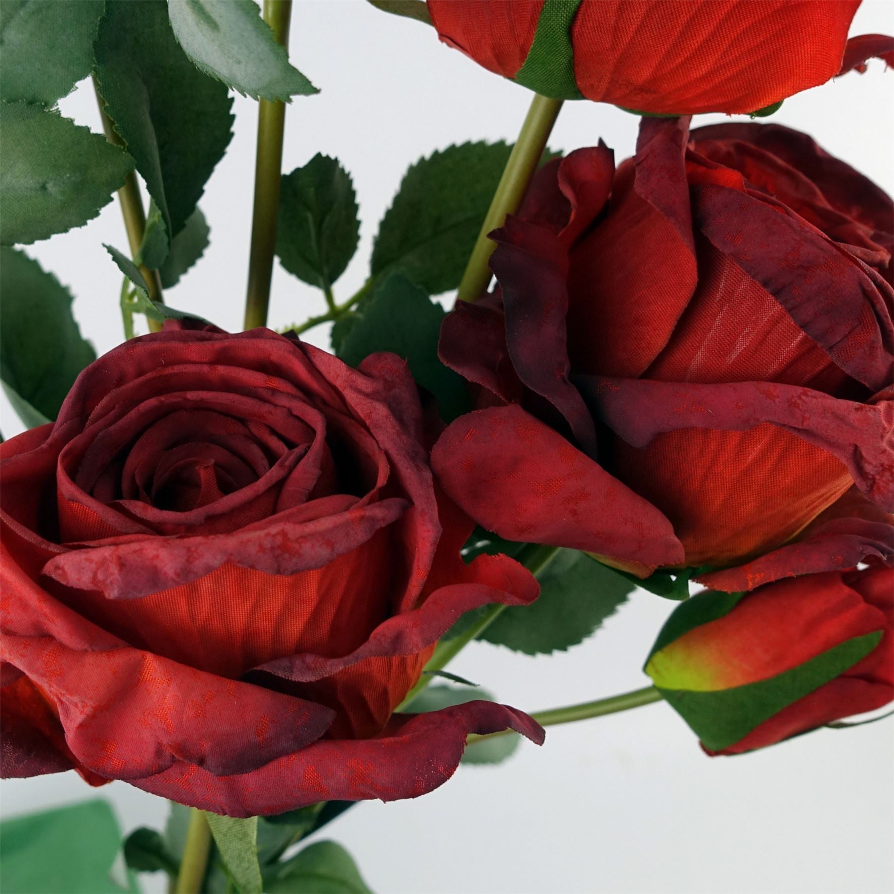 6 x 60cm Red Rose Artificial Flower Sprays - 24 Flowers 18 Buds - Premium Quality