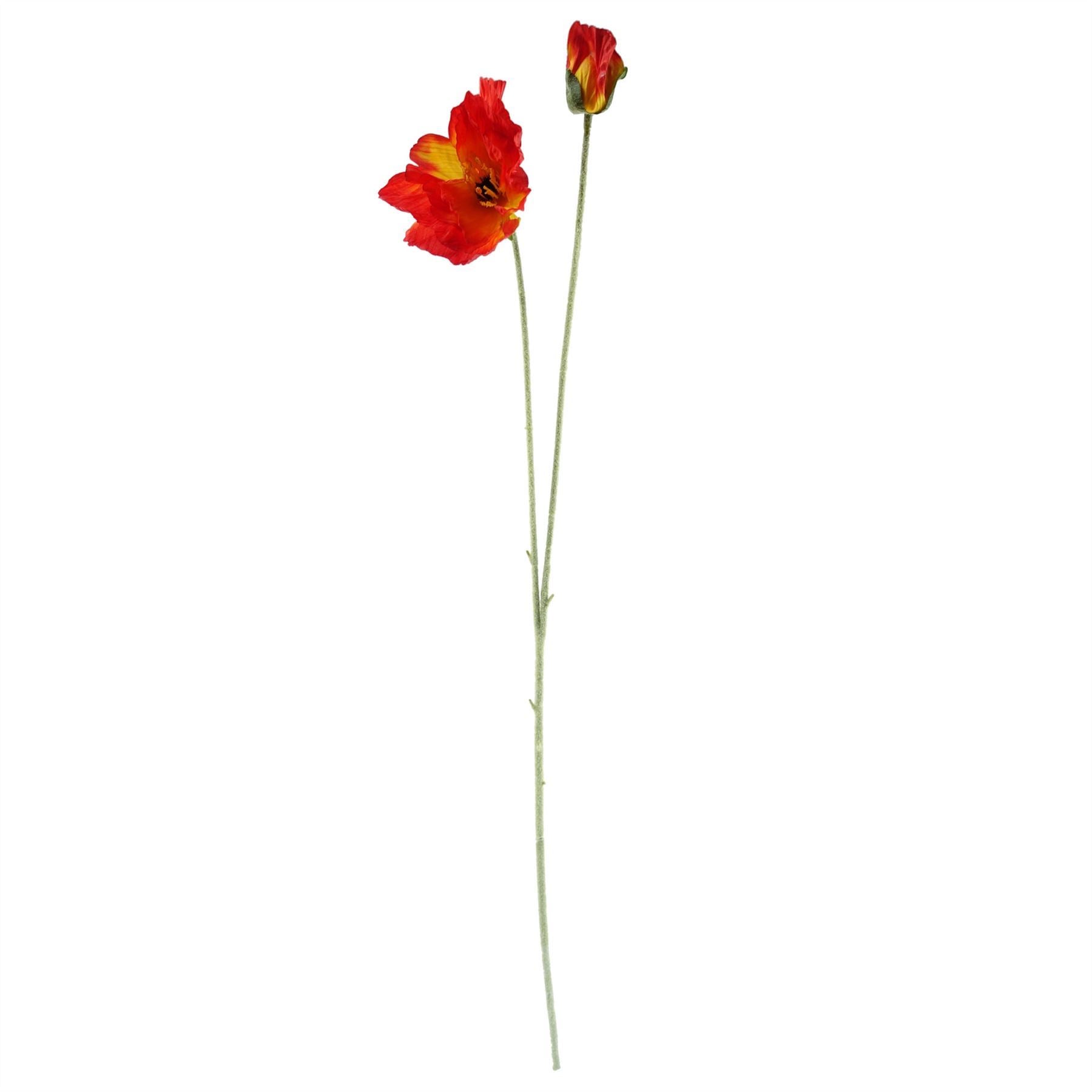 100cm Poppy and White Blossom Arrangement Glass Vase - Premium Quality