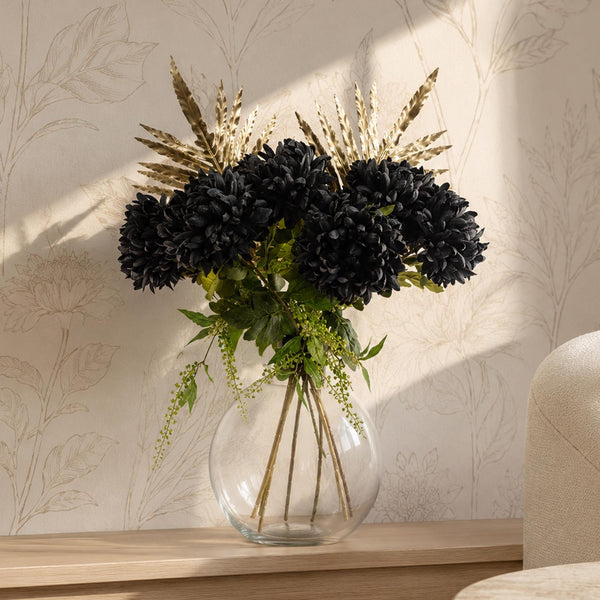 95cm Black Chrysanthemum Bundle Glass Ball Vase - Premium Quality