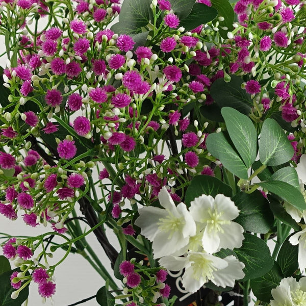 Pack of 6 x 60cm Flower Foliage Spray - White - Premium Quality