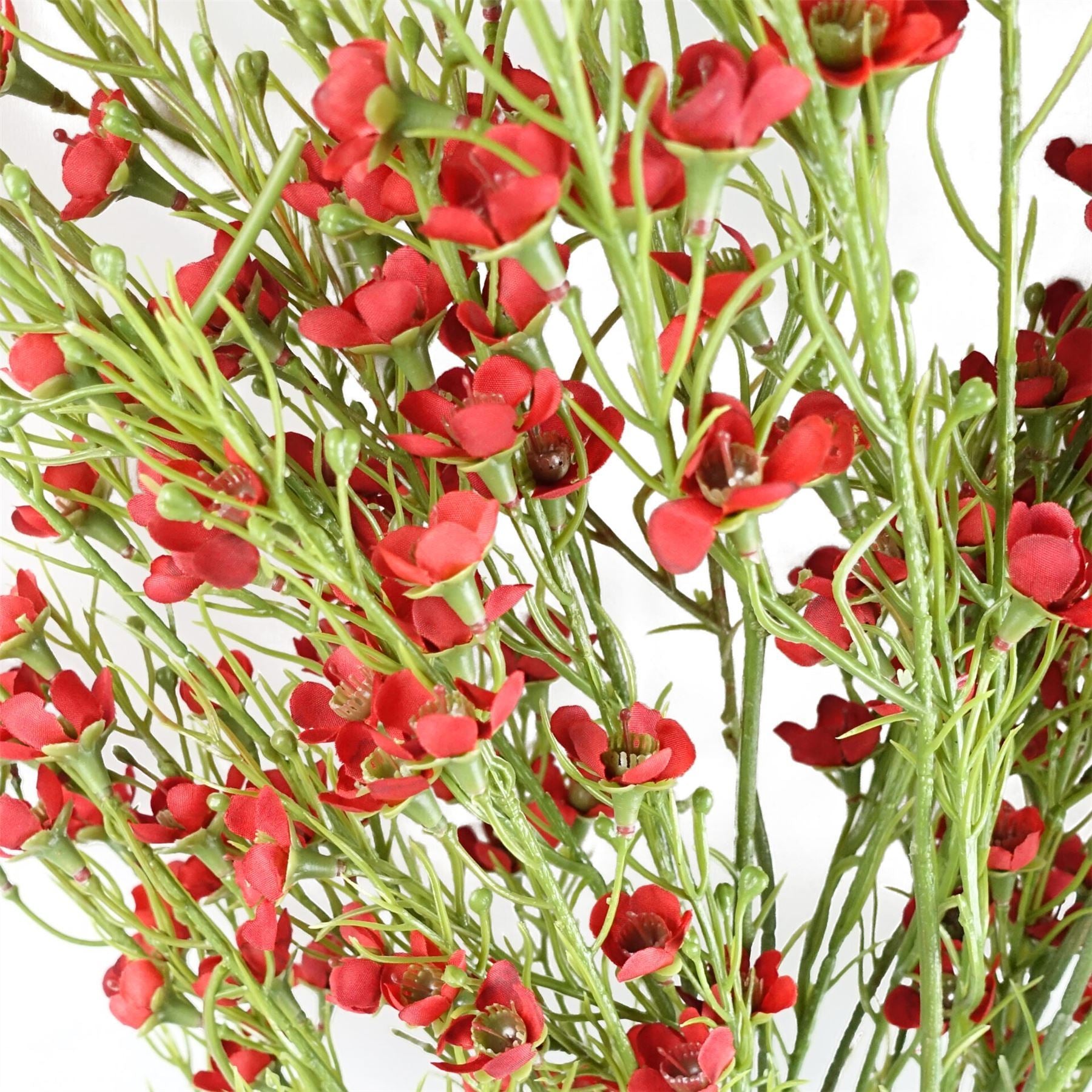 Pack of 6 x 100cm Artificial Foliage Stem with Small Flowers - Red - Premium Quality