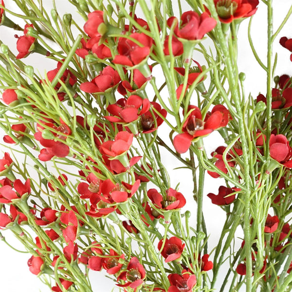 Pack of 6 x 100cm Artificial Foliage Stem with Small Flowers - Red - Premium Quality