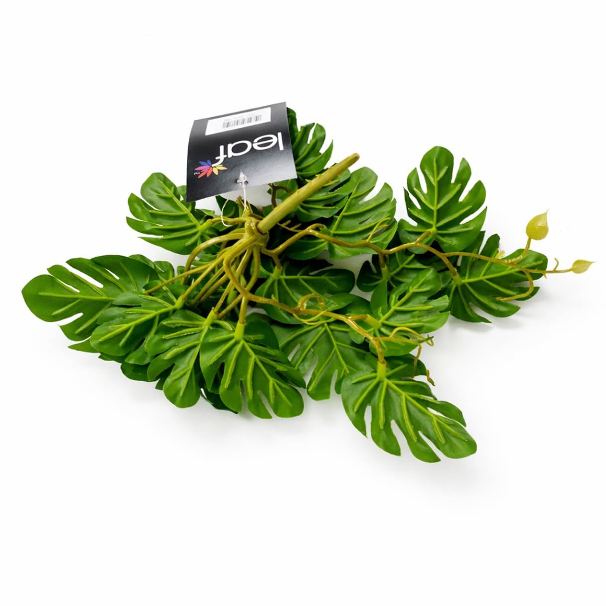 Pack of 6 x 25cm Realistic Monstera Stem Plant - Dark Green