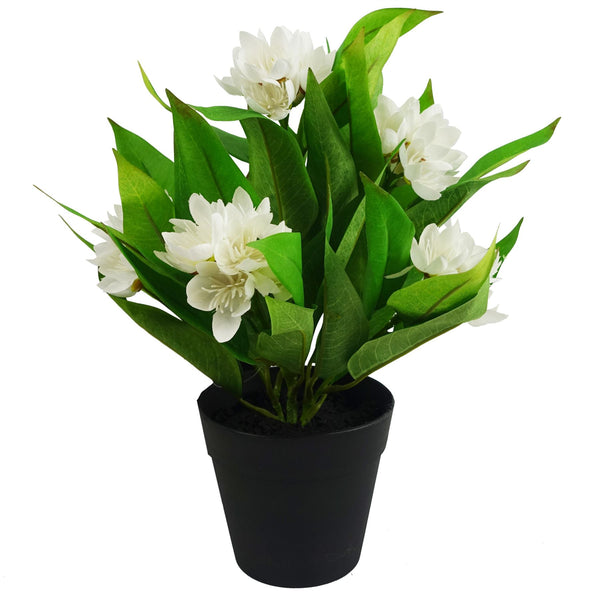 Leaf Design 18cm Artificial Freesia Plant White Flowering