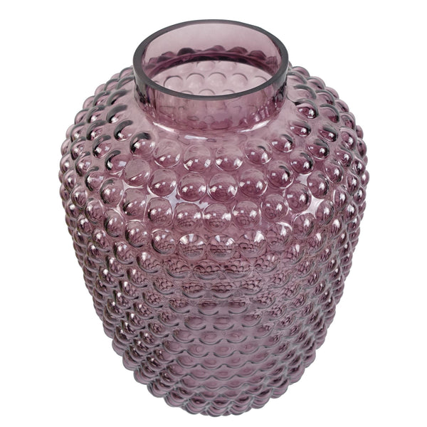 Glass Vase Mulberry Purple Bubble Glass Vase 30cm