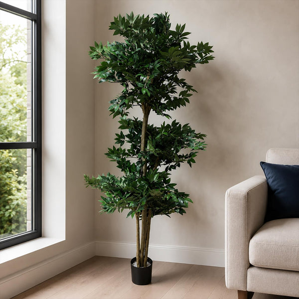 180cm Fire Retardant Lychee Ball Tree with 3774 Leaves and Natural Trunk