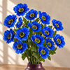 Pack of 6 x 60cm Artificial Blue Poppy Sprays - 4 Flowers Each