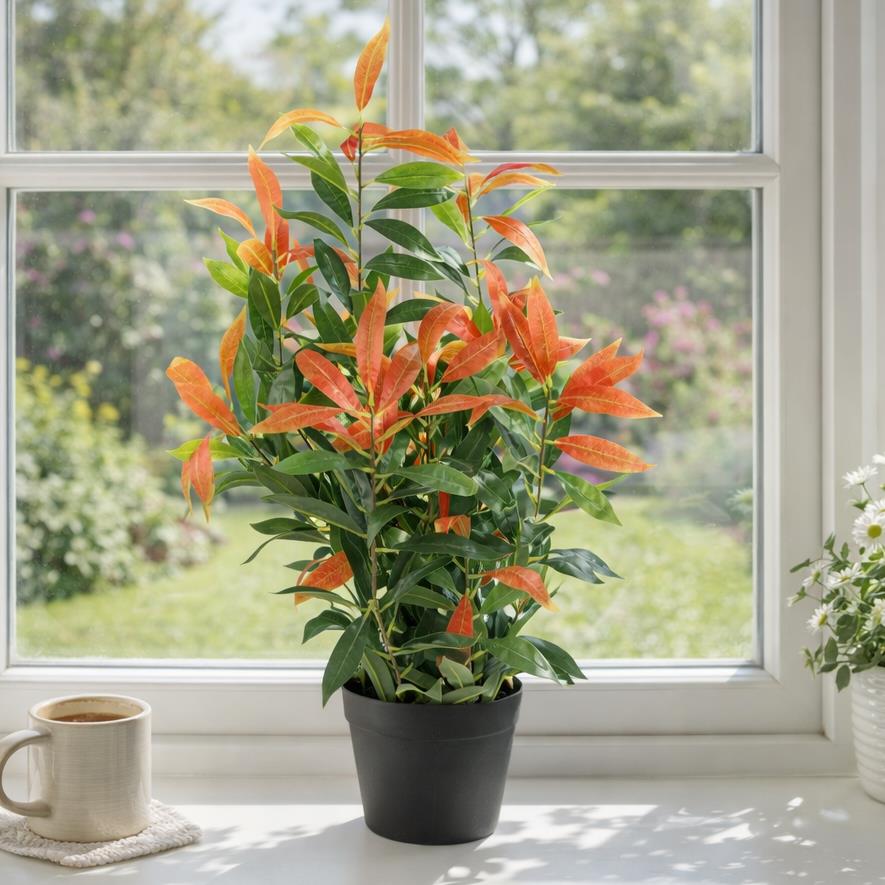 80cm Artificial Red and Green Ficus Plant