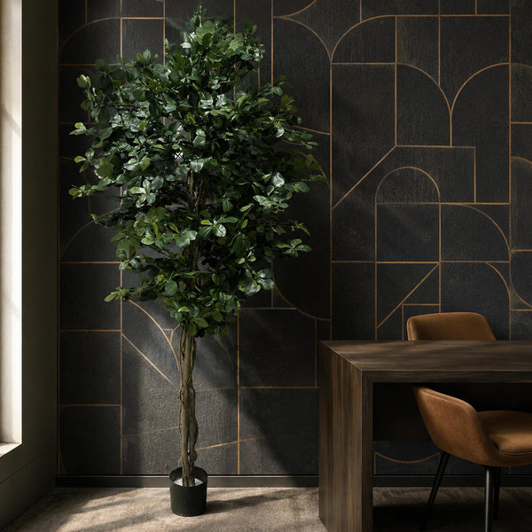 180cm Fire Retardant Black Olive Tree with 2925 Leaves and Natural Trunk