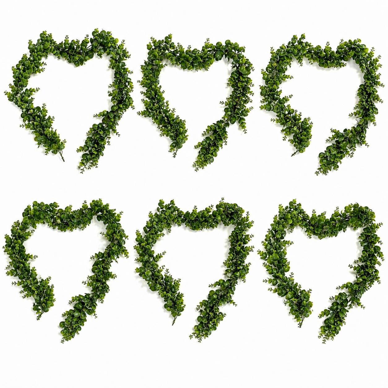 Pack of 6 x 180cm Artificial Eucalyptus Style Green Garland Hanging Decoration - Premium Quality