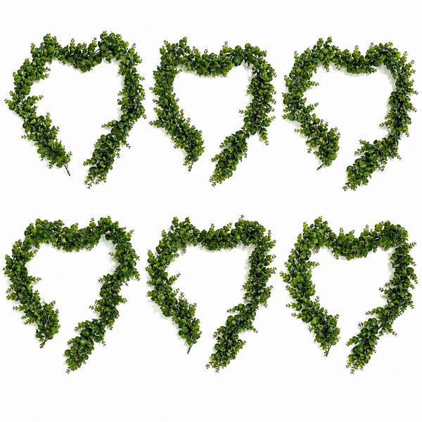 Pack of 6 x 180cm Artificial Eucalyptus Style Green Garland Hanging Decoration - Premium Quality