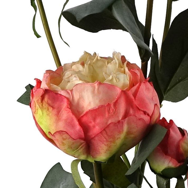 6 x 55cm Pink Peony Artificial Flower Stems - 24 flowers 18 buds - Premium Quality