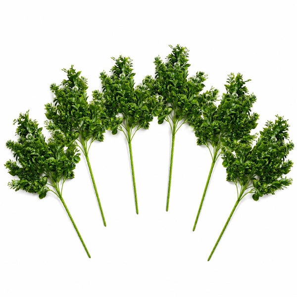 Pack of 6 x 75cm Artificial Boxwood & Budding Foliage Bush Stem