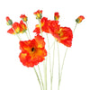 Pack of 6 x 100cm Artificial Poppy Stem - 2 Flowers - Premium Quality