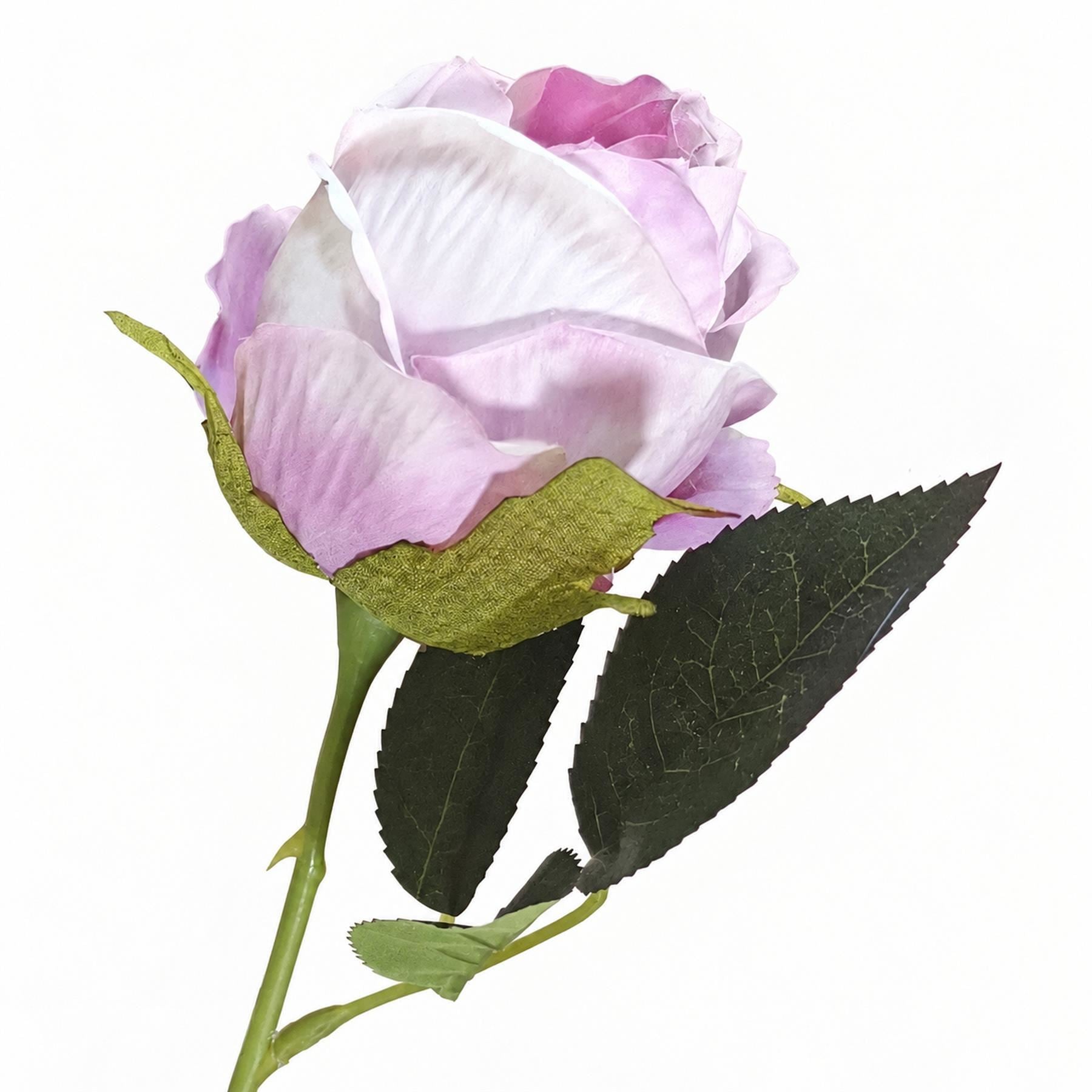 Pack of 6 x 55cm Artificial Pink and Cream Rose Stems