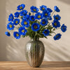 60cm Artificial Blue Poppy Spray - 4 Flowers