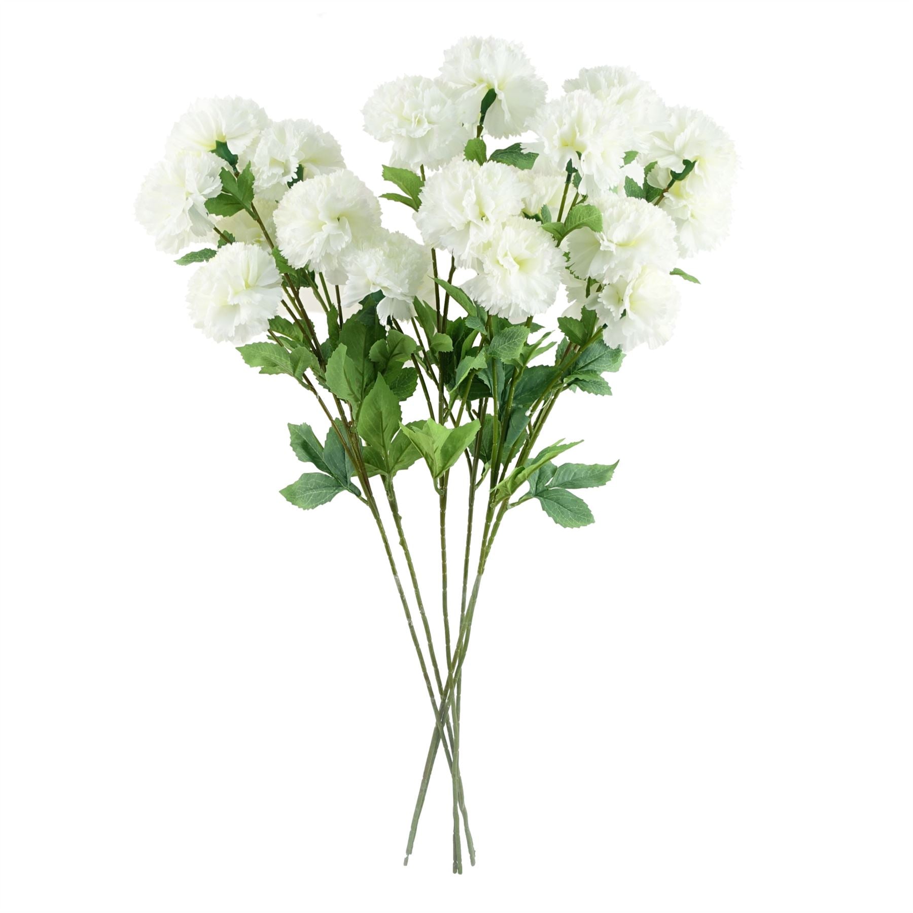 Pack of 6 x Artificial Flowers White Carnation Stem - 4 Flowers 70cm