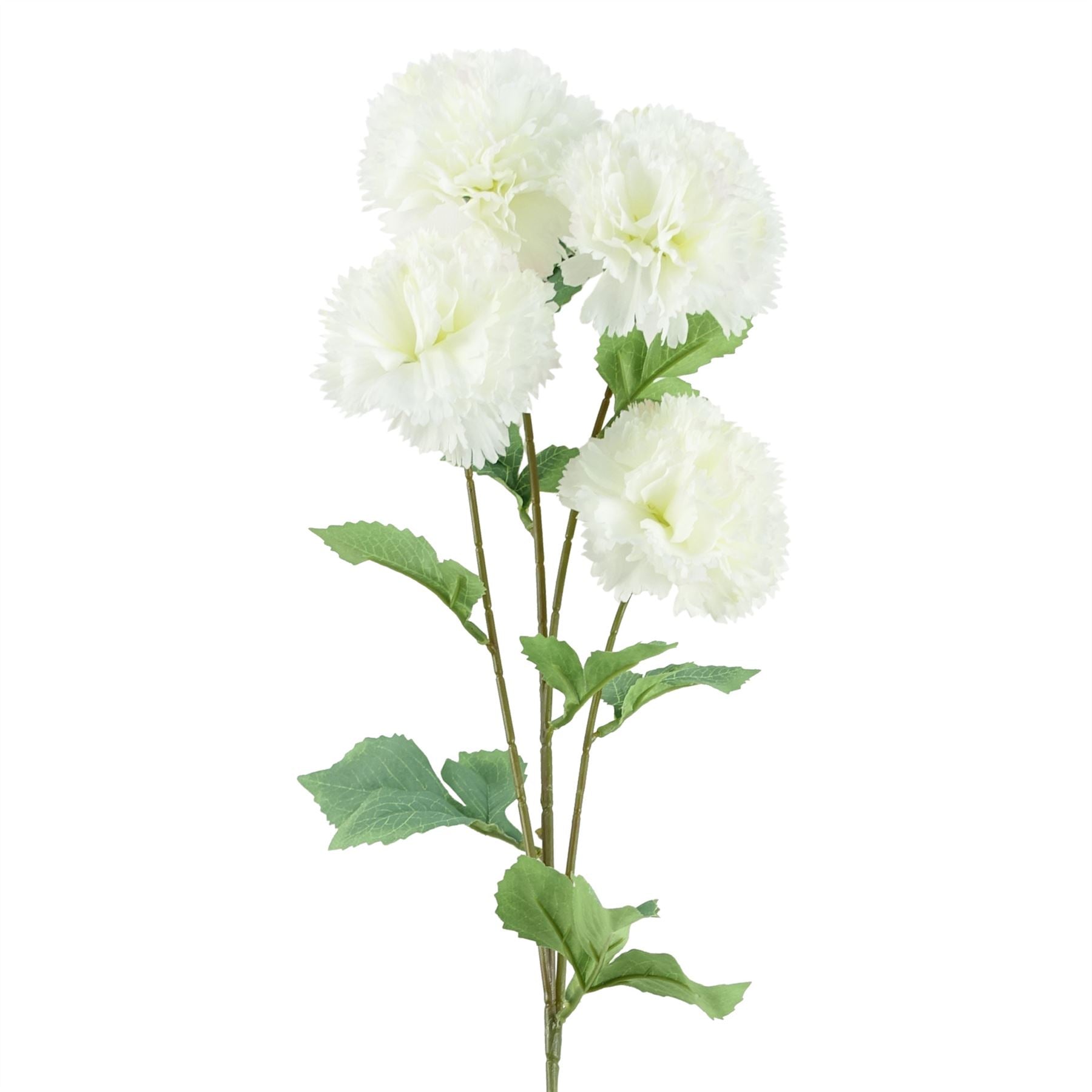 Pack of 6 x Artificial Flowers White Carnation Stem - 4 Flowers 70cm