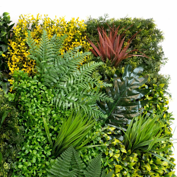 100cm Artificial Tropical Mixed Green Wall Panel with Monstera and Fern Foliage