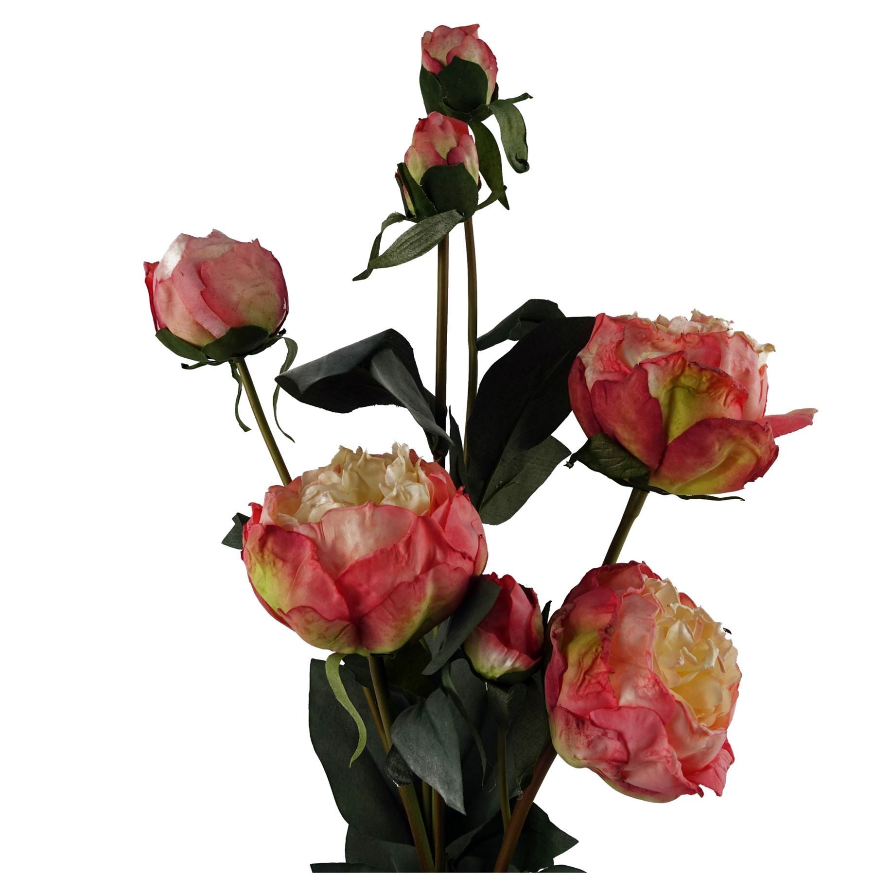 6 x 55cm Pink Peony Artificial Flower Stems - 24 flowers 18 buds - Premium Quality