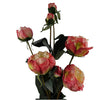 6 x 55cm Pink Peony Artificial Flower Stems - 24 flowers 18 buds - Premium Quality