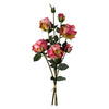 Leaf 60cm Pink Rose Artificial Flower Display Glass Vase