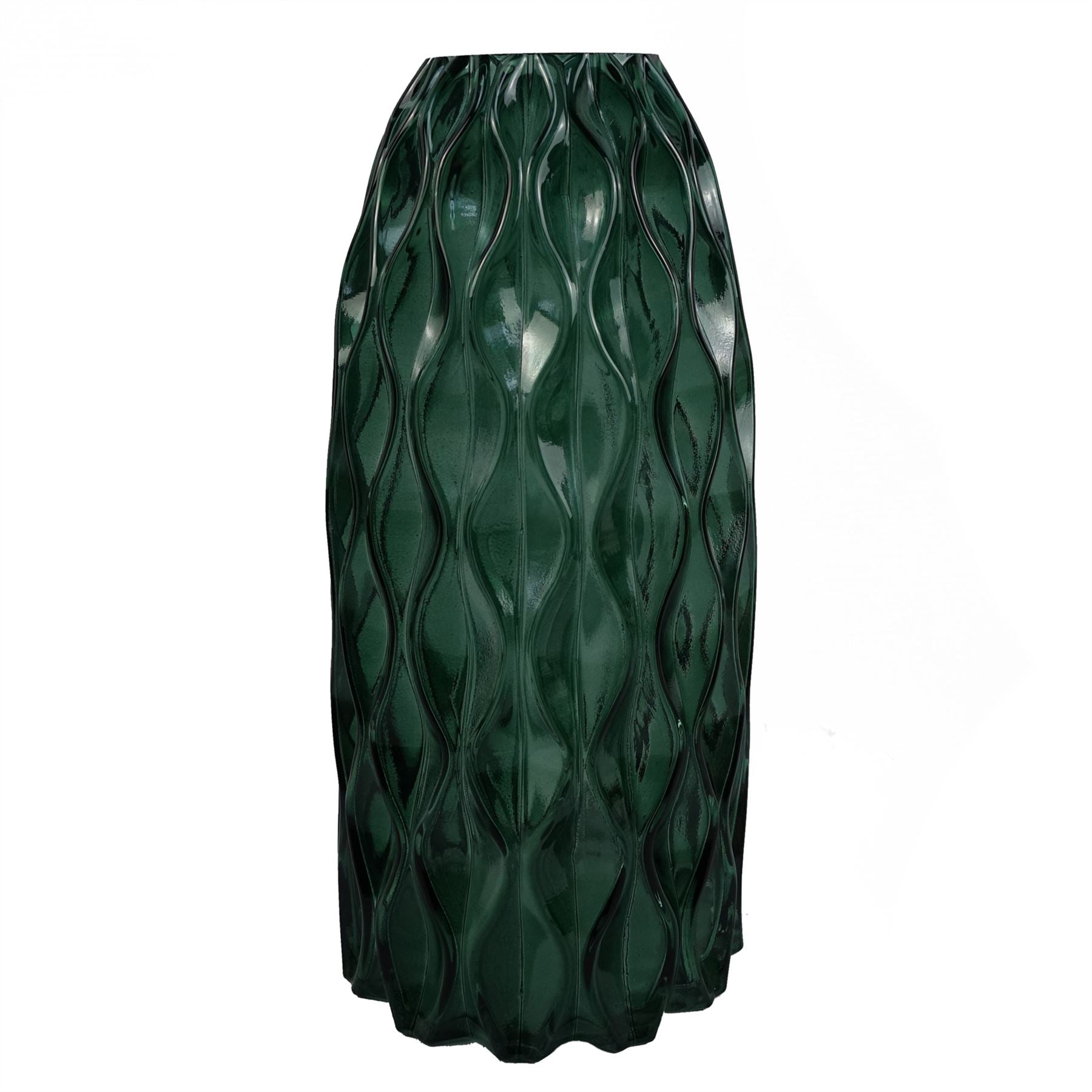 Glass Vase Green Waves Glass Vase 30cm Botanik