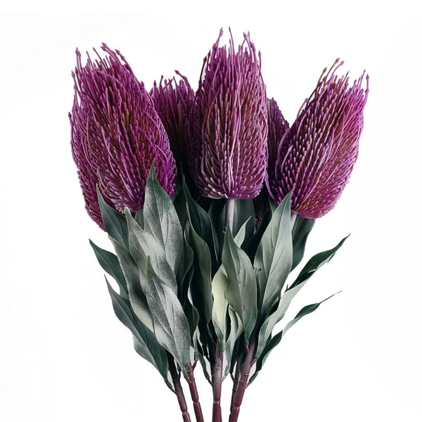 Pack of 6 x 75cm Banksia Menziesii Pink Flower Stem Artificial - Premium Quality