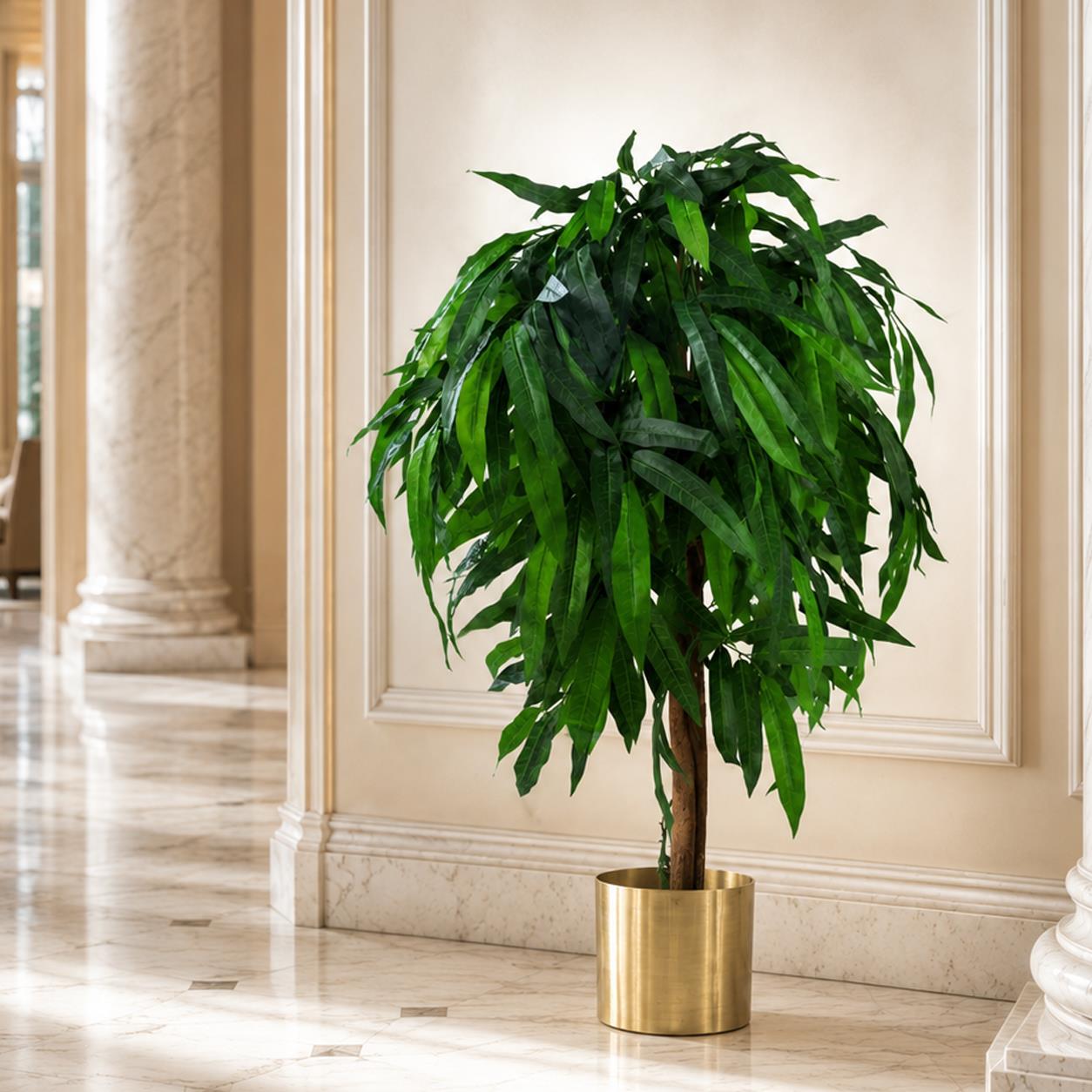 100cm Large Artificial Mango Tree Plant with Metal Planter