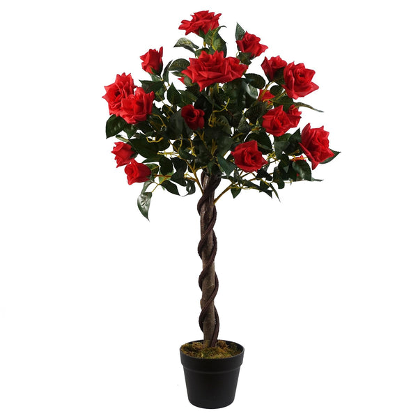 Artificial Red Rose Tree Wedding Twisted Vine Detail 90cm (3ft) - Premium Quality