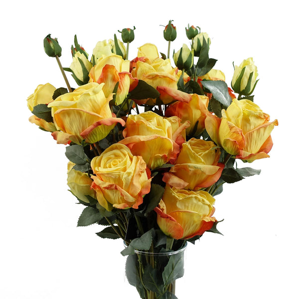 6 x Yellow Rose Artificial Flowers