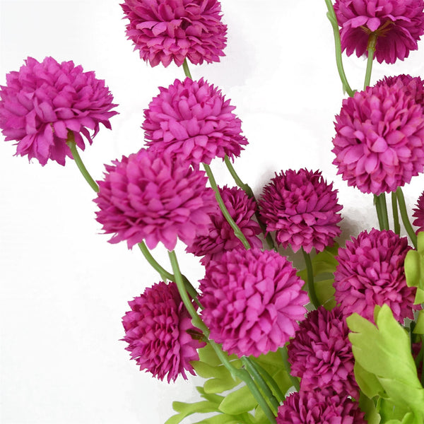 Pack of 6 x 50cm Dahlia Pompom Pink Artificial Stem - Premium Quality