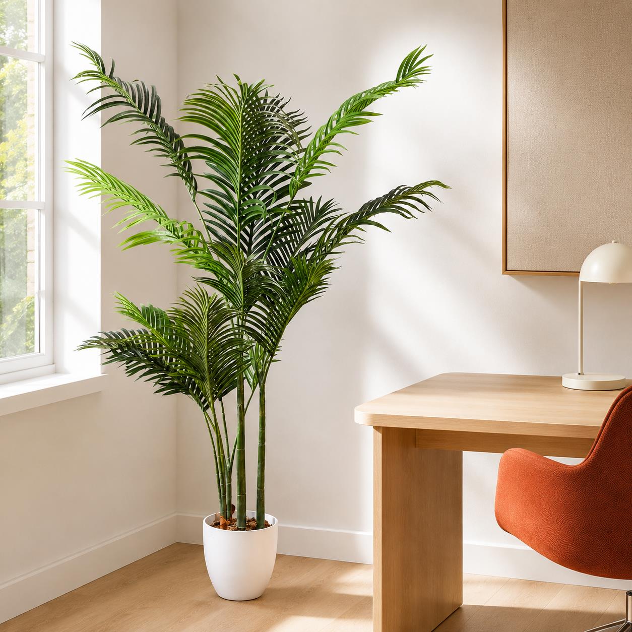 160cm Artificial Palm Tree with 15 Leaves in White Pot