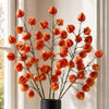 Pack of 6 x 100cm Artificial Orange Chinese Lantern Physalis Sprays